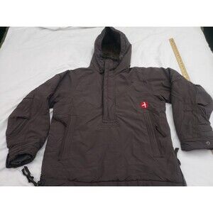 Relwen Pullover Hooded 1/4 Jacket Mens Large Brown Quilted Insulated